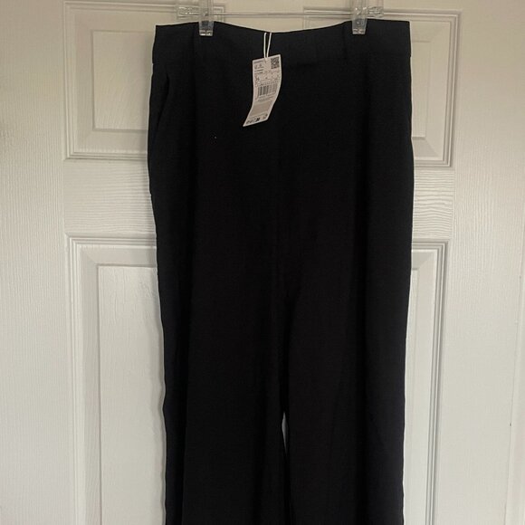 NWT Mango Black Viscose Wide Leg Chic Trousers - Picture 3 of 5